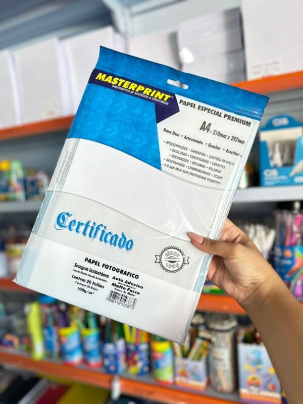 Papel Fotográfico Matte / Fosco AUTO-ADESIVO 108g A4 – MASTERPRINT