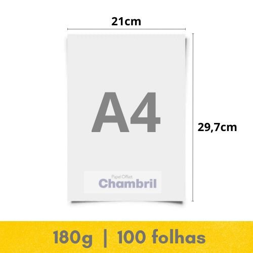 Papel Offset Chambril – A4 – 180g – 100fls