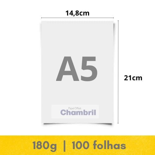 Papel Offset – A5 – 180g – 100fls