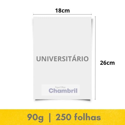 Papel Offset – Tam. Universitário (18x26cm) – 90g – 250fls