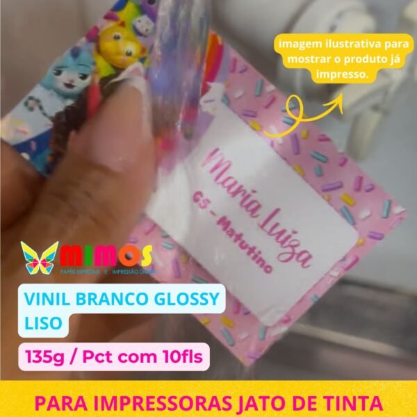 Adesivo Vinil Imprimivel Branco Glossy A4 135g 10fls
