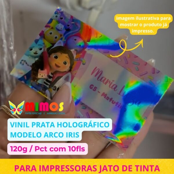 Adesivo Vinil Imprimível Holográfico - Arco-Íris 10fls