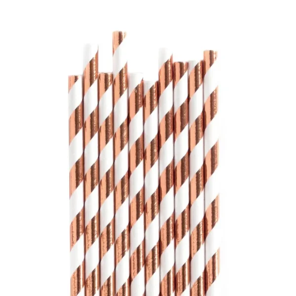 Canudo de Papel - Rosé Gold Listrado - Image 2