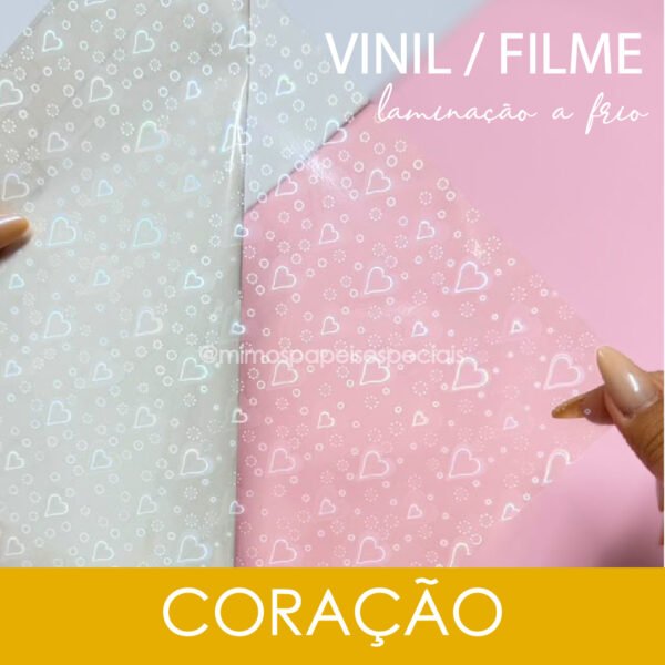 Vinil para Laminação à Frio - HOLOGRÁFICO CORAÇÃO (5fls)
