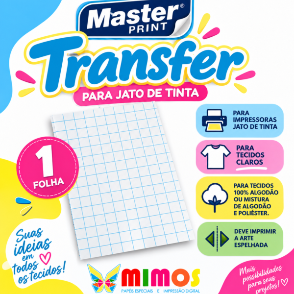 Papel Transfer para Tecido Claro - Masterprint - A4 (unidade)