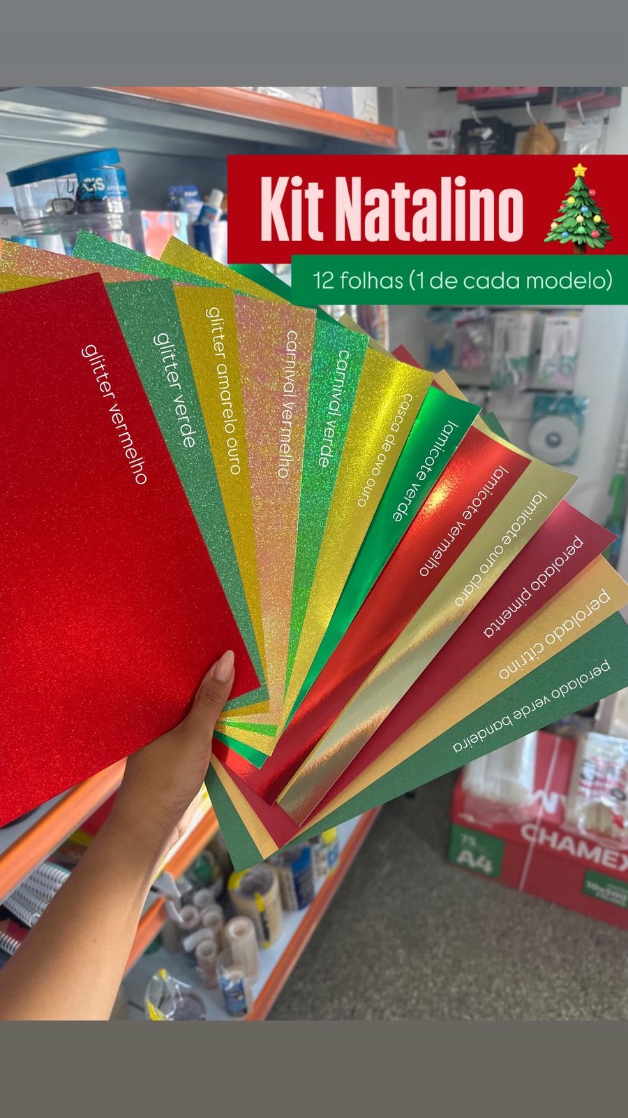 Kit Papéis Especiais Natalinos - 12fls