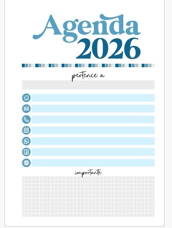 Miolo Impresso Agenda BLUE 2026 – A5 (1DPP) 75g