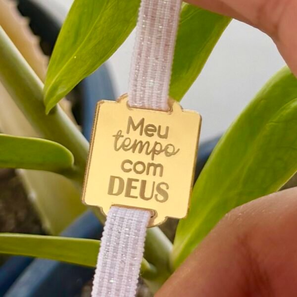 Passante Retangular MEU TEMPO COM DEUS - DOURADO 5UND