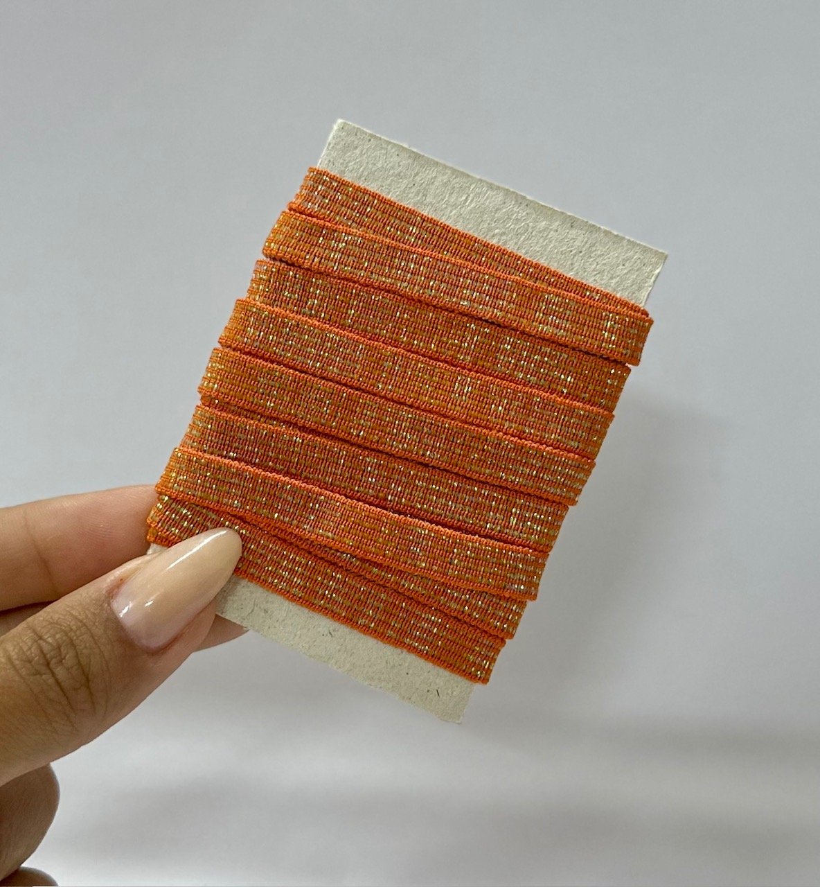 Elástico Chato Lurex 7mm – COR LARANJA (2 metros)