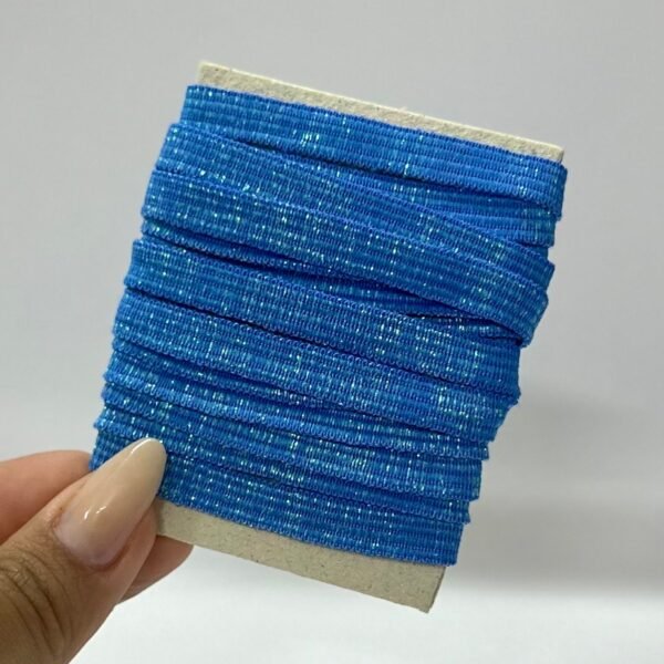 Elástico Chato Lurex 7mm – COR AZUL BIC (2 metros)