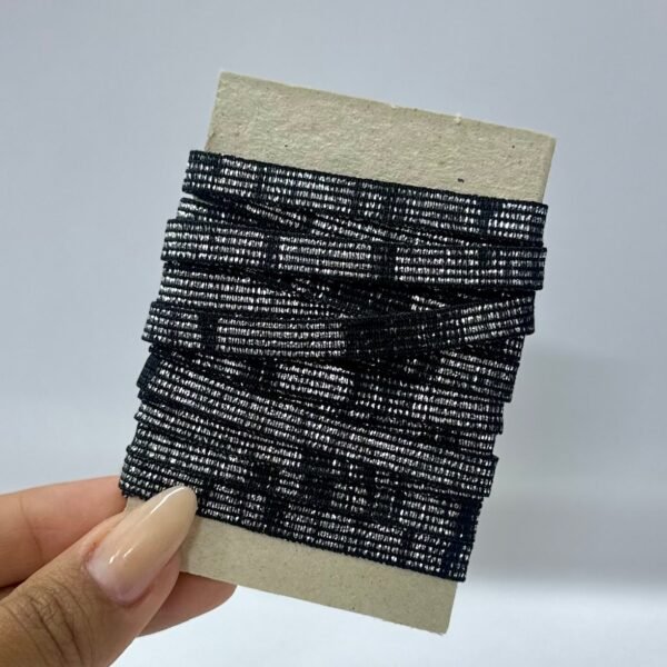 Elástico Chato Lurex 7mm – COR PRETO COM PRATA (2 metros)