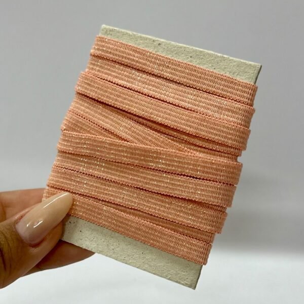 Elástico Chato Lurex 7mm – COR LARANJA CANDY (2 metros)