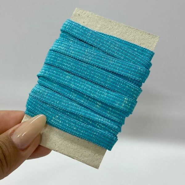 Elástico Chato Lurex 7mm – COR AZUL PISCINA (2 metros)