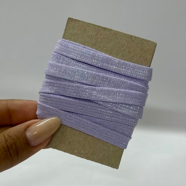 Elástico Chato Lurex 7mm – COR LILÁS CANDY (2 metros)