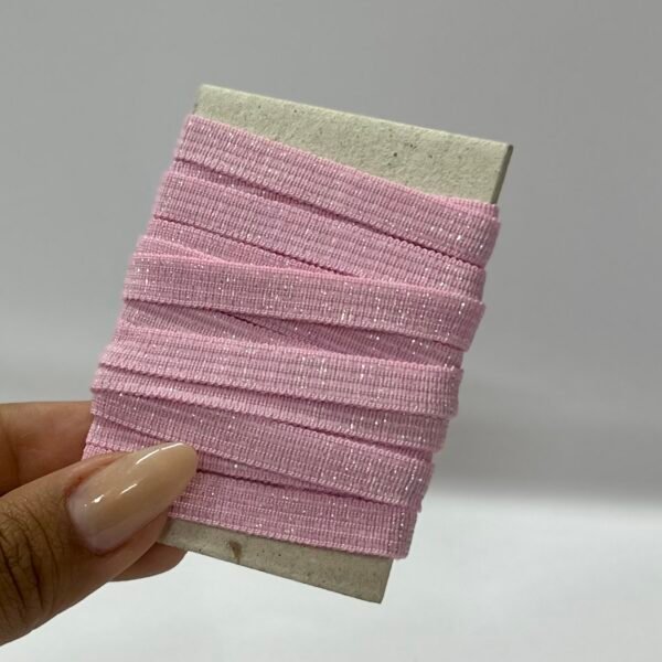 Elástico Chato Lurex 7mm – COR ROSA CANDY (2 metros)
