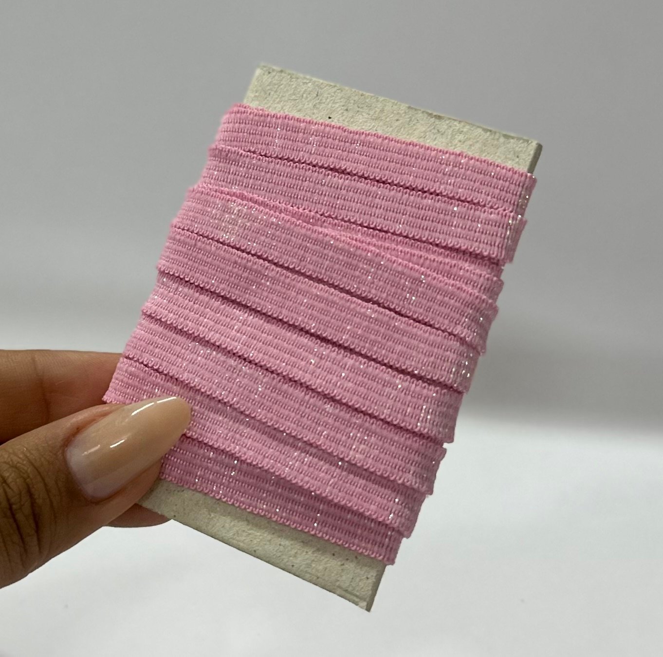 Elástico Chato Lurex 7mm – COR ROSA PRINCESA (2 metros)