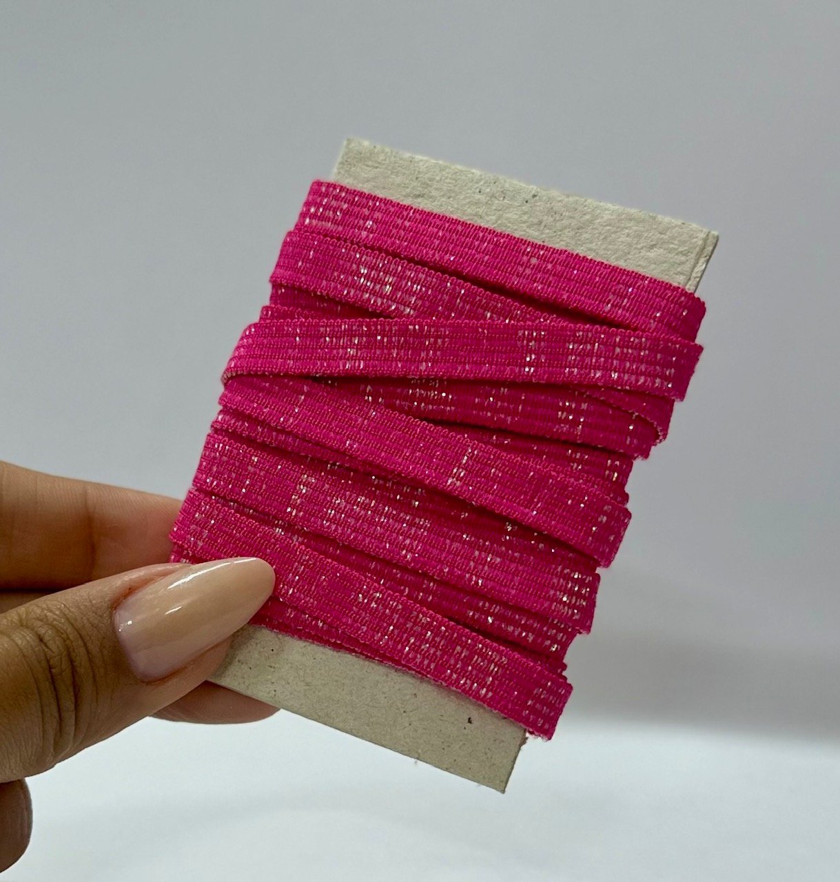 Elástico Chato Lurex 7mm – COR ROSA PINK (2 metros)