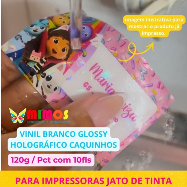 Vinil Imprimivel Branco Glossy Holográfico A4 – 10 fls