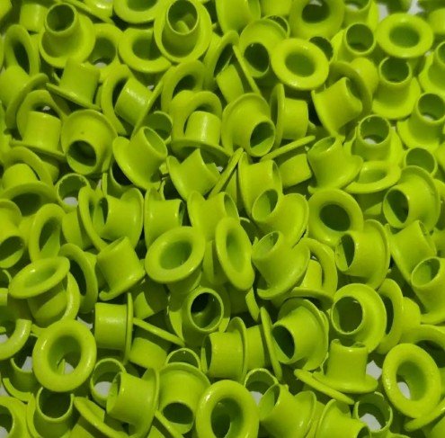 Ilhós Alumínio (Nº 54) – Cor Verde Limão (Aprox. 100 unidades