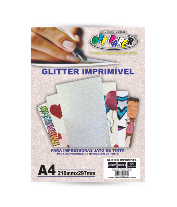Papel Glitter Imprimível Offpaper - 10fls
