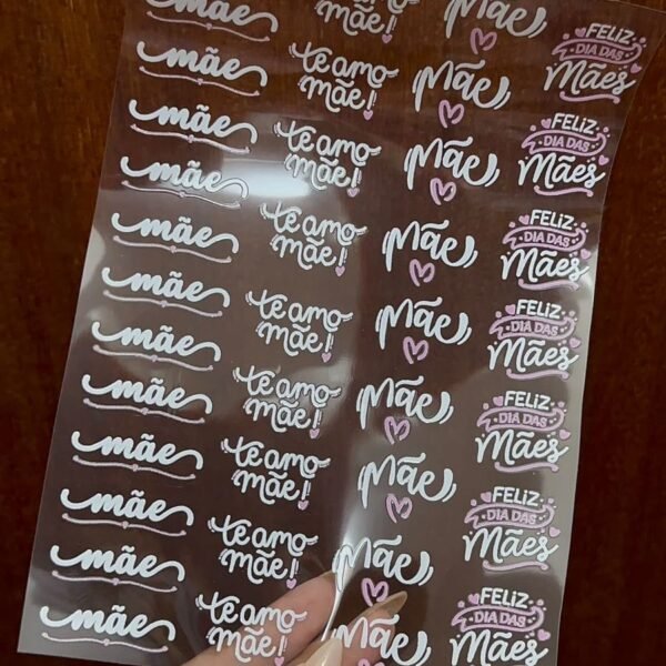DTF UV Adesivo - CARTELA A5 - DIA DAS MÃES Lettering