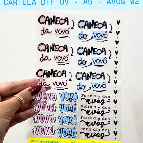 DTF UV Adesivo - CARTELA A5 - Dia dos Avós 02
