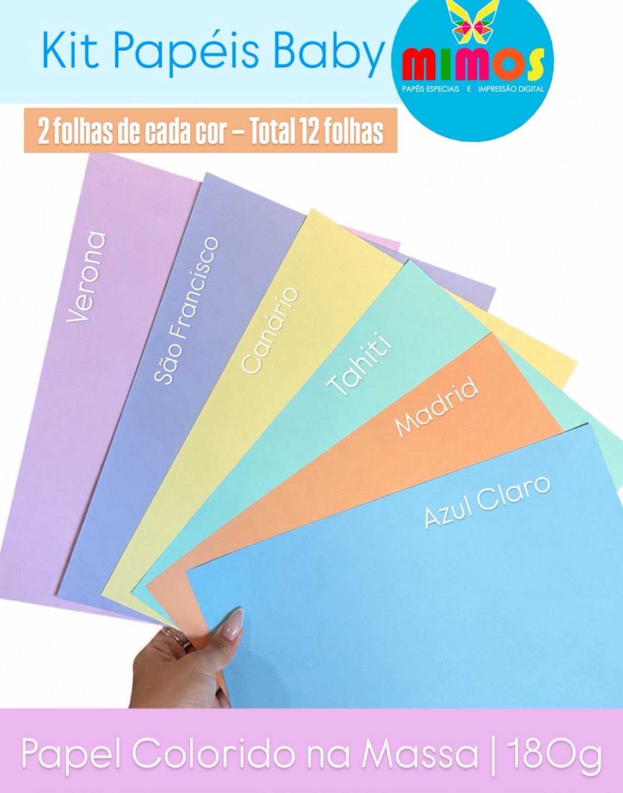 Kit Papéis Coloridos Baby - 12fls - A4