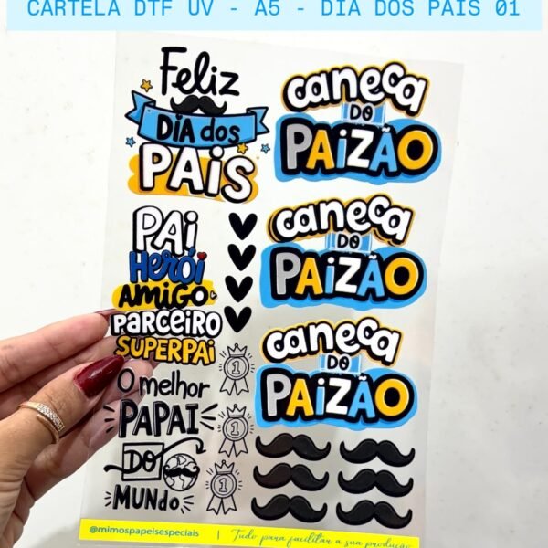 DTF UV Adesivo Dia dos Pais 01 - CARTELA A5
