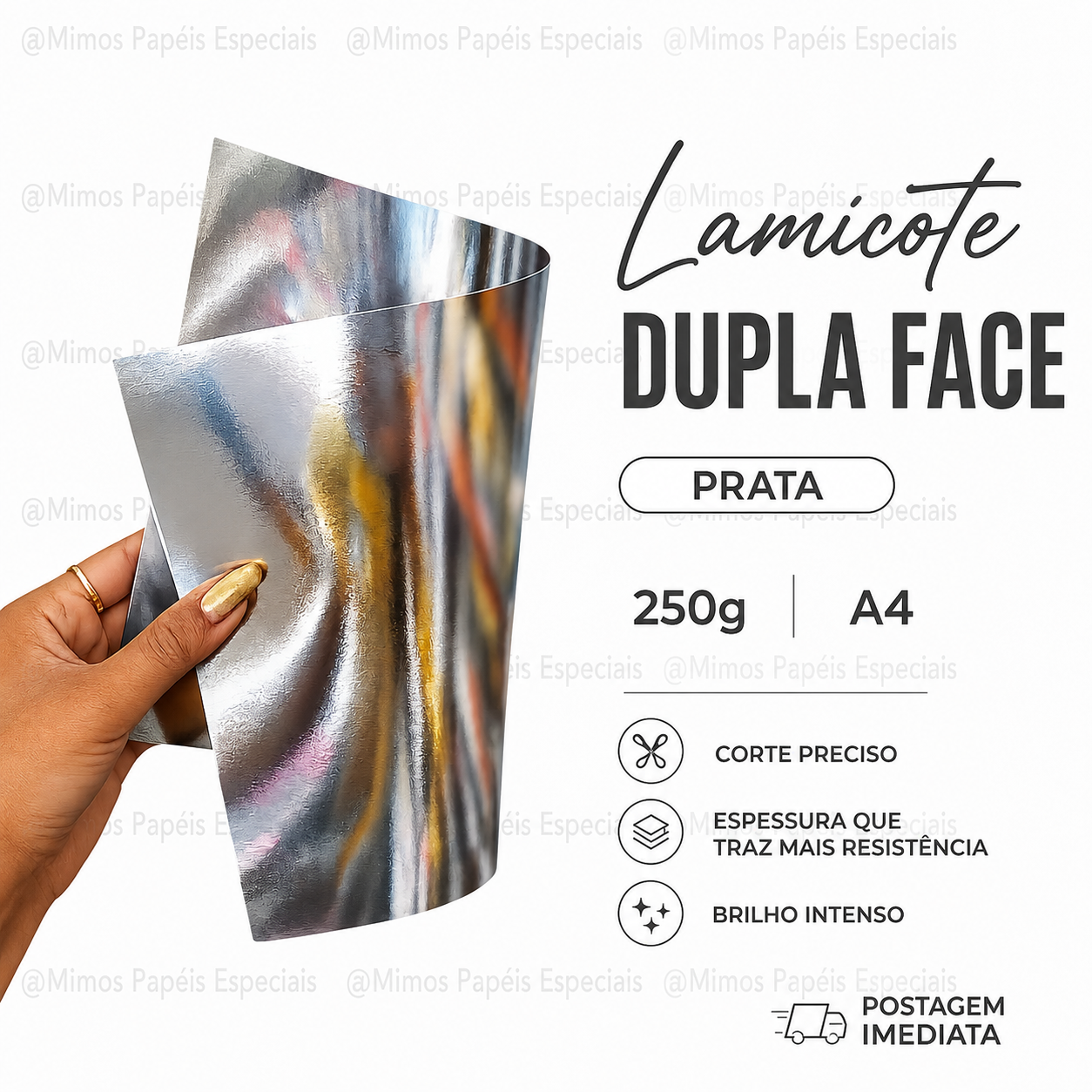 Lamicote Dupla Face Prata – A4 250g – 10fls