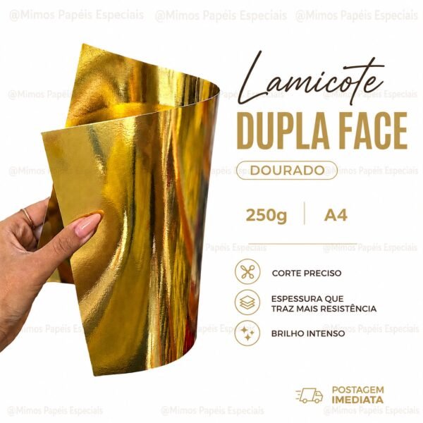 Lamicote Dupla Face Dourado - A4 250g - 10fls