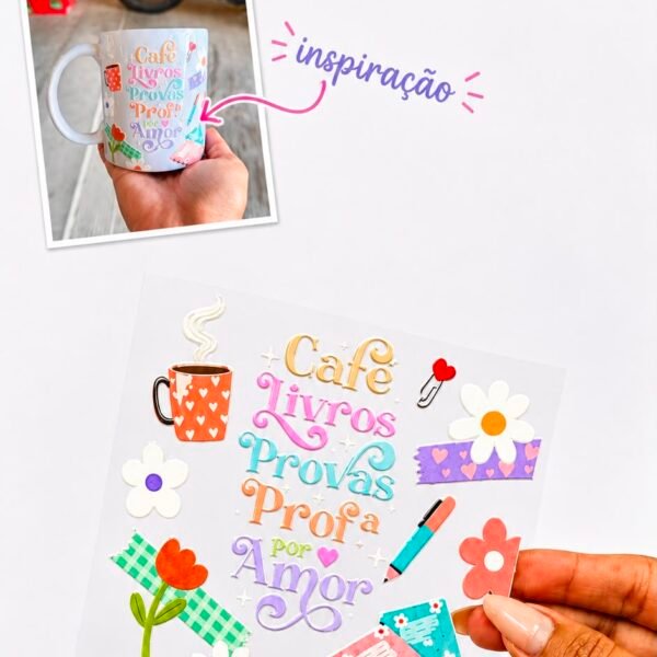 DTF UV PARA CANECA 'Café, Livros..' - UNIDADE