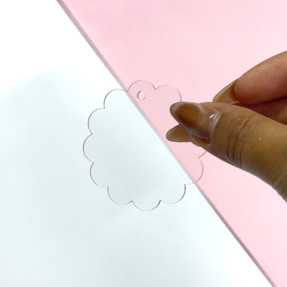 Pingente Transparente Acrílico Escalope 4,5cm – 5 unidades