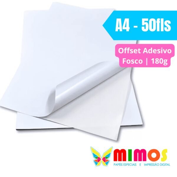Papel Offset Adesivo Fosco – A4 50fls – 180g (liner+adesivo)