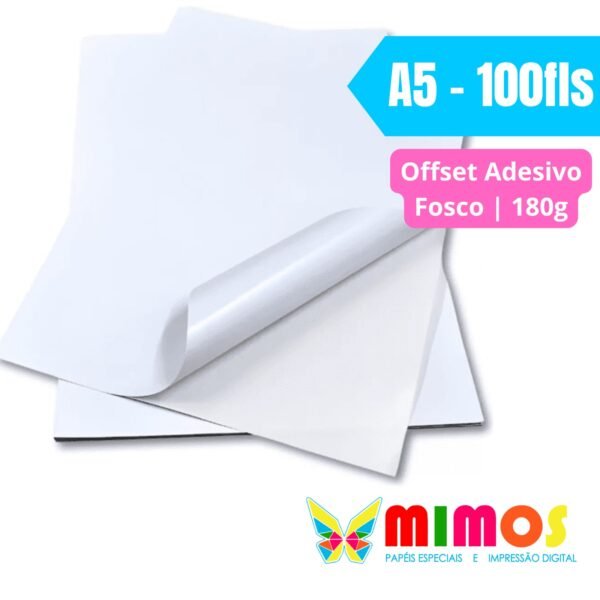 Papel Offset Adesivo Fosco – A5 100fls – 180g (liner+adesivo)