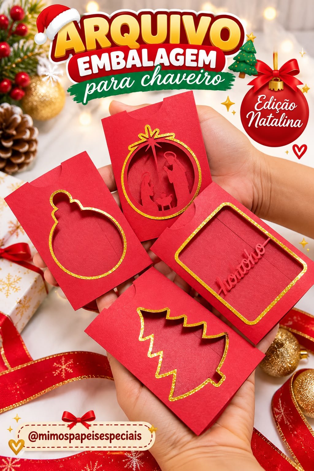 ARQUIVO EMBALAGEM PRA CHAVEIRO NATAL – SILHOUETTE STUDIO